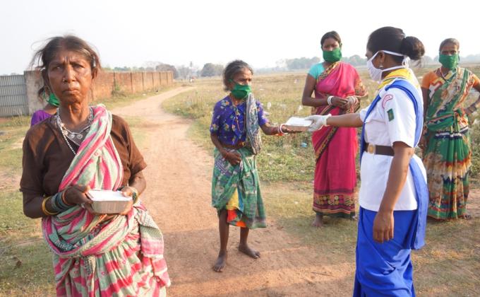 Food distribution at Jarangloi village of Bargaon Block, Dist. Sundargarh