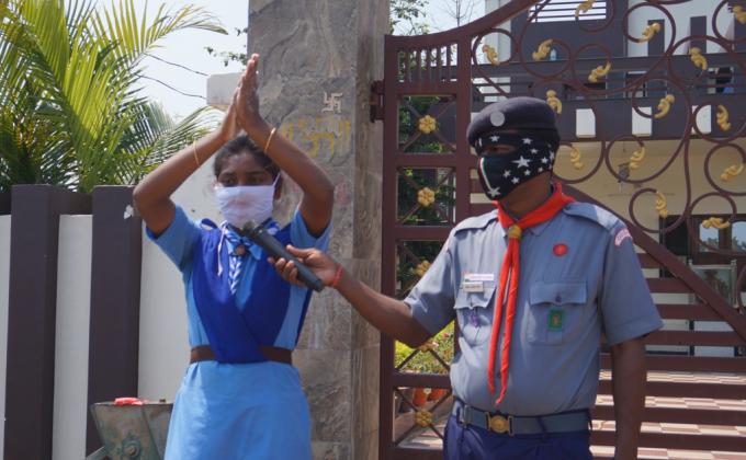 Hand wash demonstration and sanitizers distribution and Bhandarpara of Bargaon Block