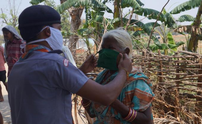 Mask distribution and awareness campaign at Kumbahal village of Bargaon Block