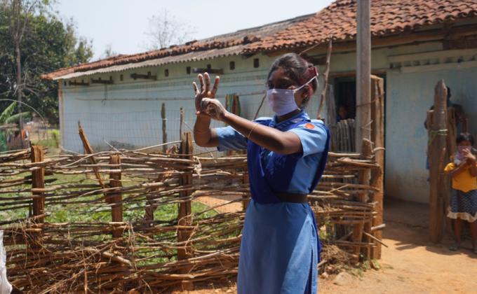 Hand wash demonstration and soaps, sanitizers distribution at Kumbahal village of Bargaon Block