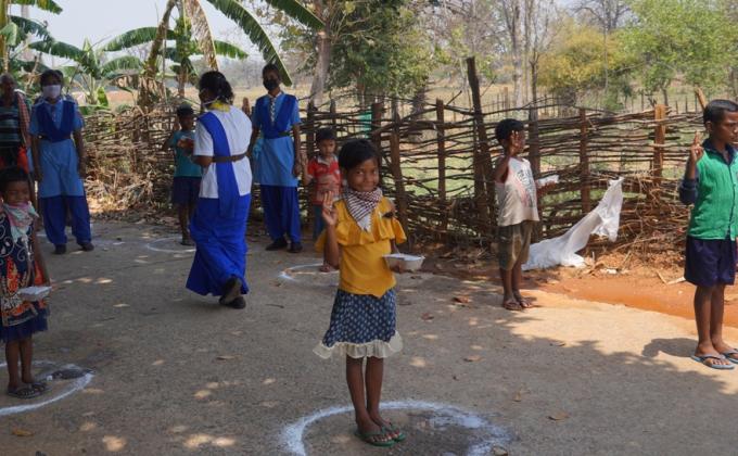 Cooked food packets distributed at Kumbahal village of Bargaon Block