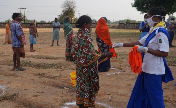 Awareness campaign and masks distribution at Petfod village of Bargaon Block
