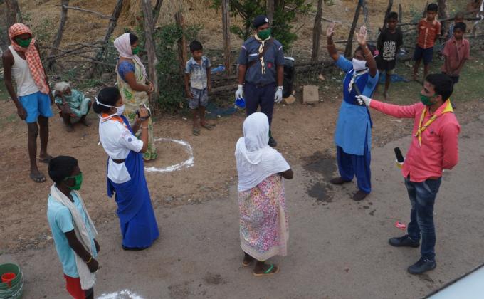 Hand wash demonstration, soaps, sanitizers distribution at Khadiapada of Lakraghara Village, Block-Bargaon