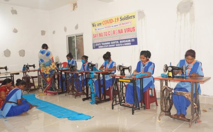 3rd Phase Mask Preparation by Bargaon ITI Unit of Odisha State Bharat Scouts & Guides