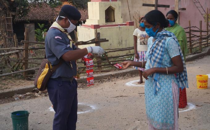 Hand wash demonstration and soaps, sanitizers distribution at Badulpani village of Bargaon Block