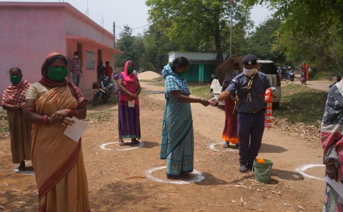Hand wash demonstration and soaps, sanitizers distribution at Kisanpada of Kutra Village, Block-Kutra