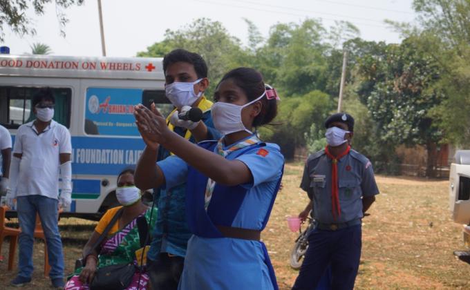 Hand wash demonstration and soaps distribution at Dahijira village of Kutra Block
