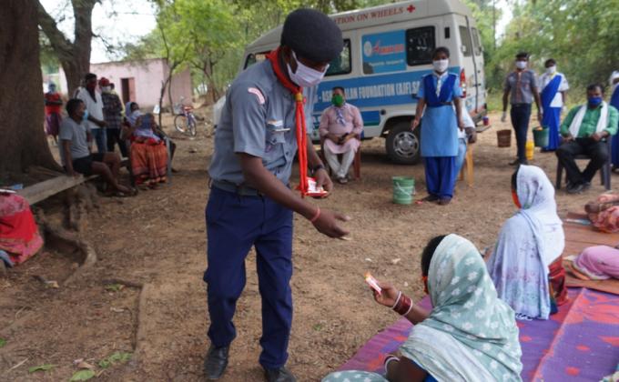 Hand wash demonstration and soaps, sanitizers distribution at Gountiapada of Telighana village, Block- Kutra