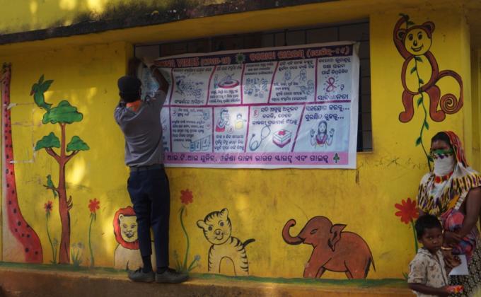 Awareness campaign and mask, leaflets distribution at Mangapada of Telighana village, Block-Kutra