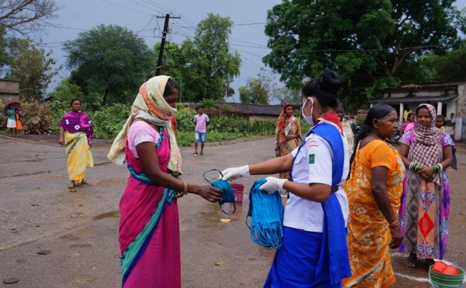 Awareness camp and mask, leaflets distribution at Garvana village of Rajgangpur Block