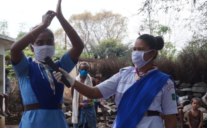 Hand wash demonstration and soaps, sanitizers distribution at Teterkela village of Rajgangpur Block