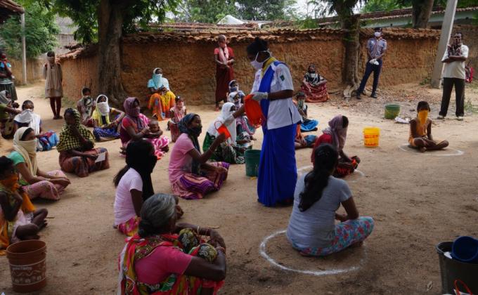 Awareness campaign and mask, leaflets distribution at Mandanabahal village of Subdega Block
