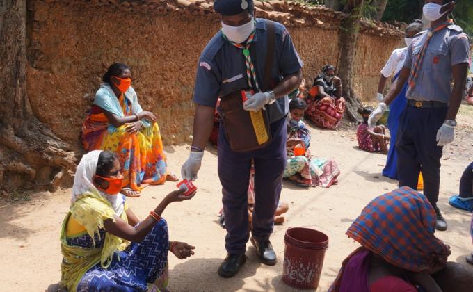 Hand wash demonstration and soaps, sanitizers distribution at Mandanabahal village of Subdega Block