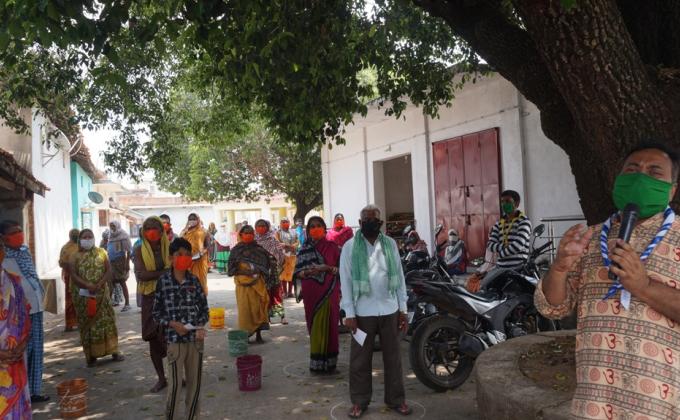 Awareness campaign and mask, leaflets distribution at Karamdihi Basti of Subdega Block