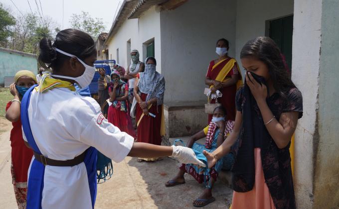 Mask distribution at Rampur Village of Balisankara Block