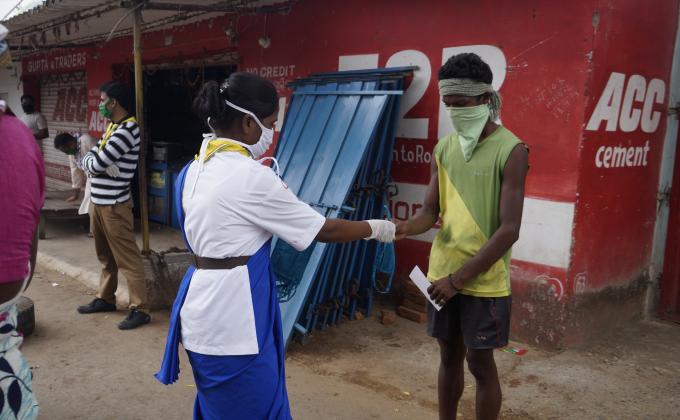 Mask distribution at Sagbahal village of Balisankara Block