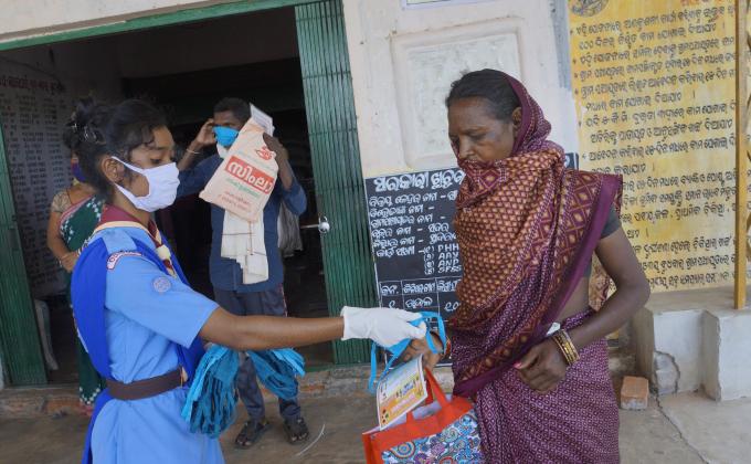 Mask distribution at Salepali village of Sadar, Sundargarh Block