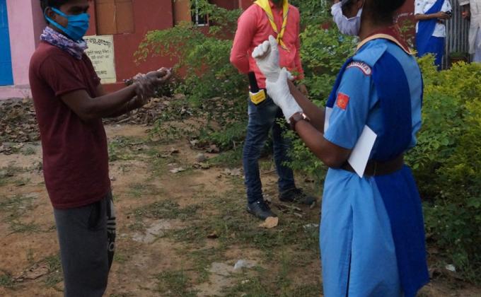 Demonstration of proper Hand washing in different blocks.