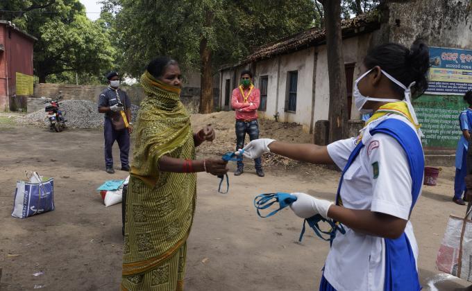Mask distribution at Chhatenpali village of Lephripara block