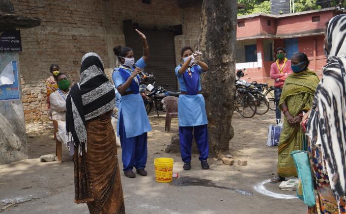 Hand wash demonstration at Chhatenpali village of Lephripara block