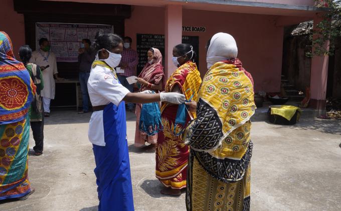Mask distribution at Darlipali village of Lephripara block