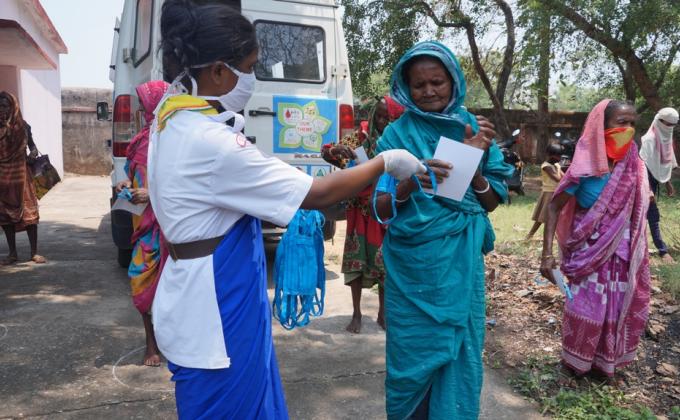 Mask distribution at Sargipali village of Lephripara Block