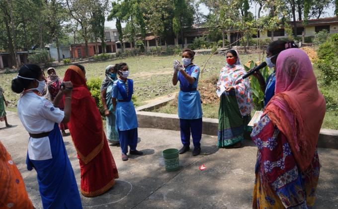 Hand wash demonstration at Sargipali village of Lephripara Block