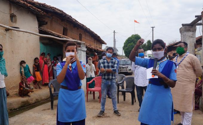 Hand wash demonstration at Ostali village of Hemgir Block