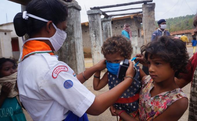 Mask distribution at Ostali village of Hemgir Block