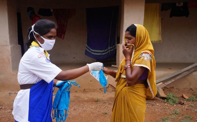 Mask distribution at Uparpada village of Ostali, Block - Hemgir