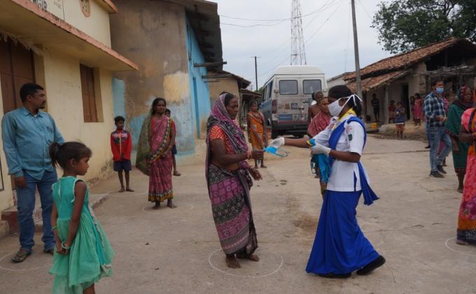 Mask distribution at Chiletmunda village of Hemgir Block