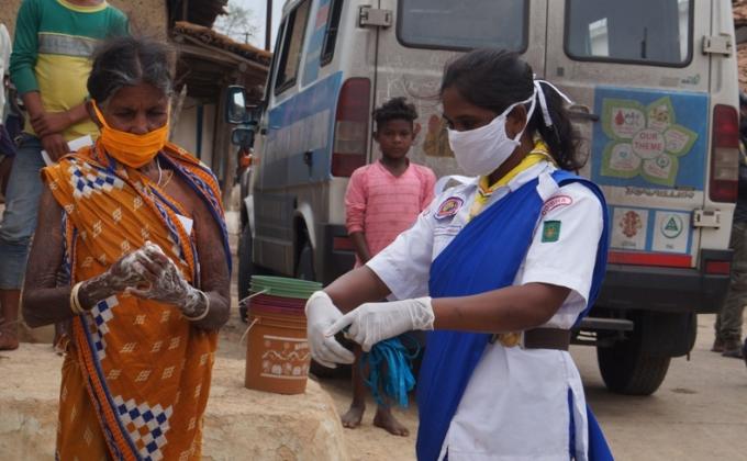 Hand wash demonstration at Chiletmunda village of Hemgir Block