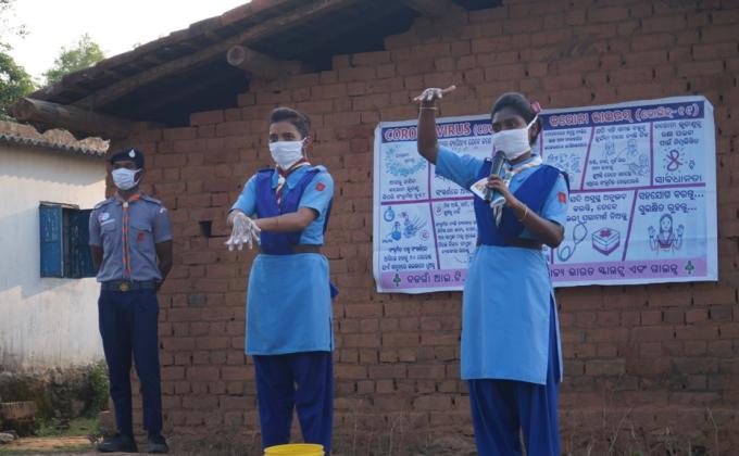 Hand wash demonstration at Nuarmal village of Bargaon Block