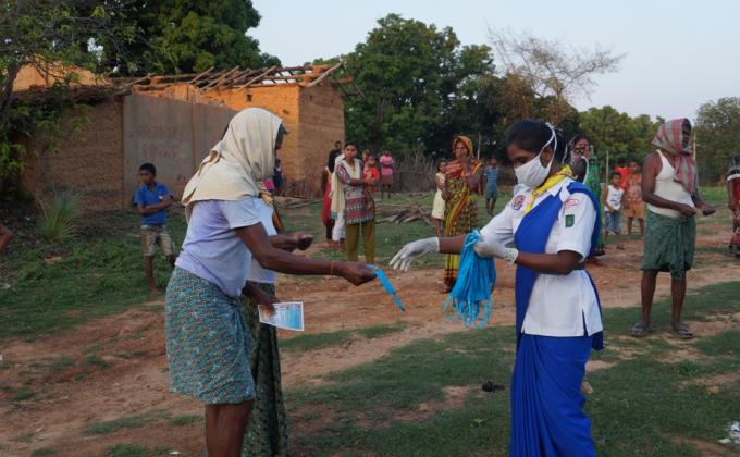 Mask distribution at Machamara village of Bargaon Block