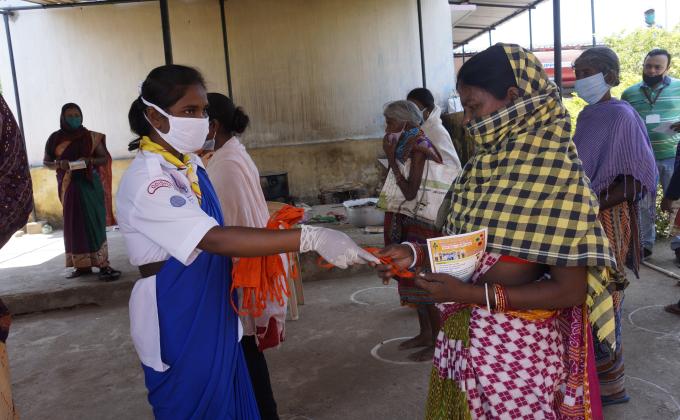 Mask distribution at Tasladihi village of Tangarpali Block