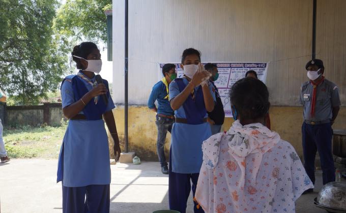 Hand wash demonstration at Tasladihi village of Tangarpali Block