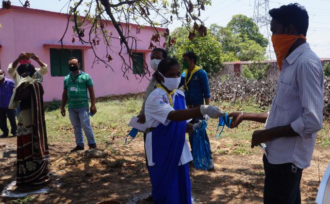 Mask distribution at Mahulpali village of Tangarpali Block