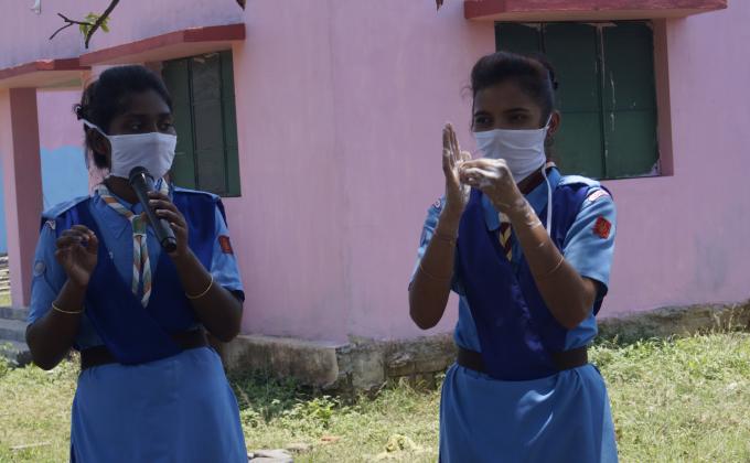Hand wash demonstration at Mahulpali village of Tangarpali Block 