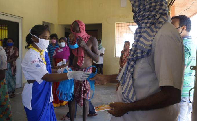 Mask distribution at Kiripsira village of Tangarpali Block