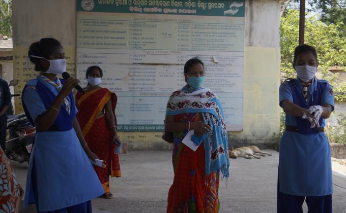 Hand wash demonstration at Tangarpali village