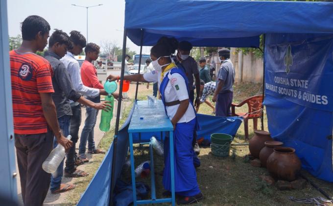 Drinking Water distribution at Bargaon Square of Sundargarh District, State - Odisha