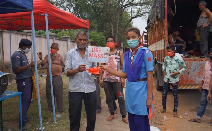 Mask distributed to the people who passing through Bargaon at Bargaon Square of Sundargarh District
