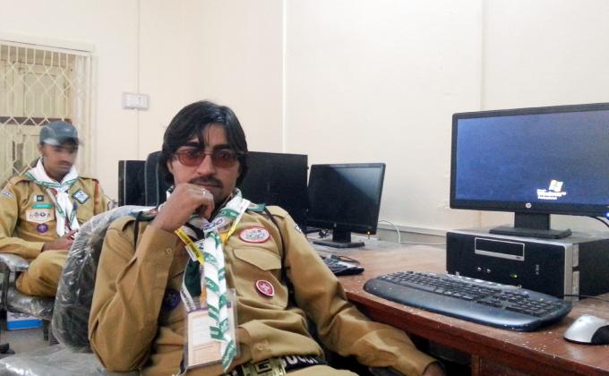 Kurram Scouts Open Group Rovers performing a duty in MOP Registration Team.