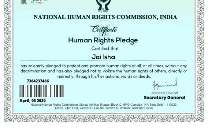 Pledged to promote Human Right 