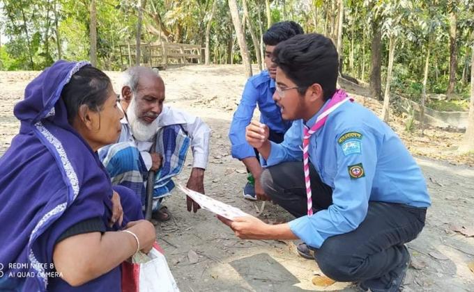করোনা ভাইরাসের সচতেনতা জন্য কাজ করছে স্কাউটরা..!