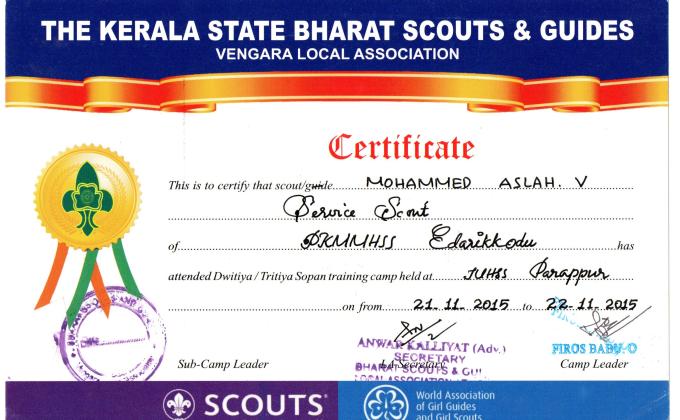 Serve as Service Scout in Tritiya Sopan Testing Camp 2015