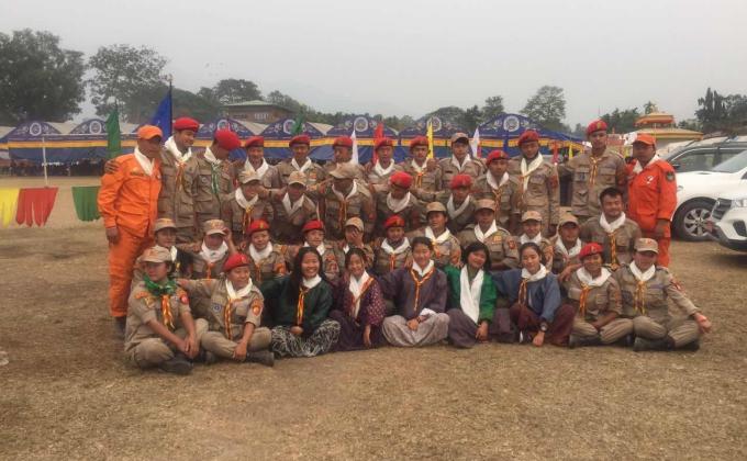 Scout volunteers at Moelam Chenmo held at Gelephu,Bhutan