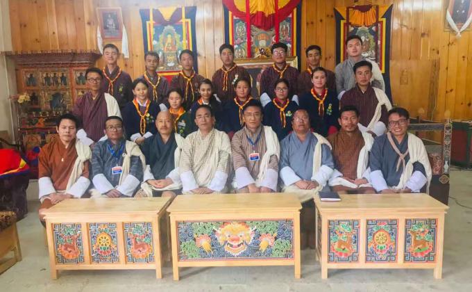 Scout leadership training interview for tenth grade students of Wangdue District, Bhutan