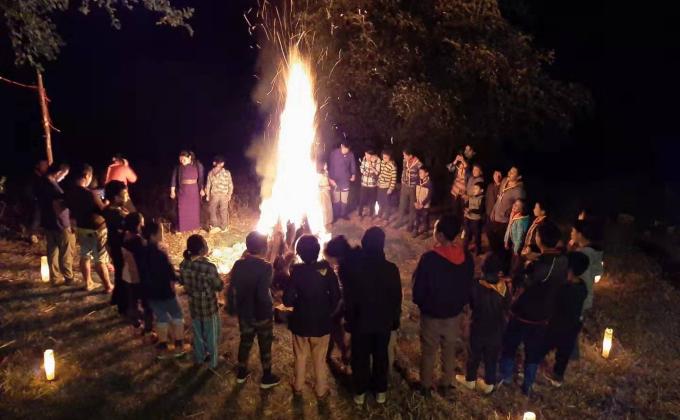 Scout hiking and camping 