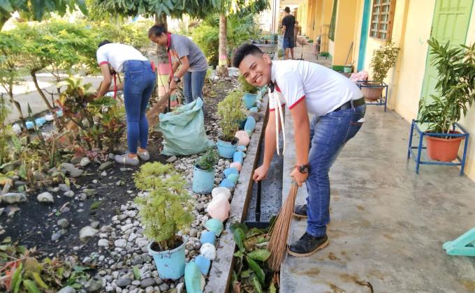 "DO A GOOD TURN DAILY" -  SCHOOL CLEAN-UP DRIVE AFTER THE ONSLAUGHT OF TYPHOON URSULA